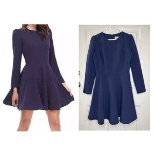 NWT GAL MEETS GLAM Celeste Blue Fit Flare Dress Long Sleeve Career Party Prep 6